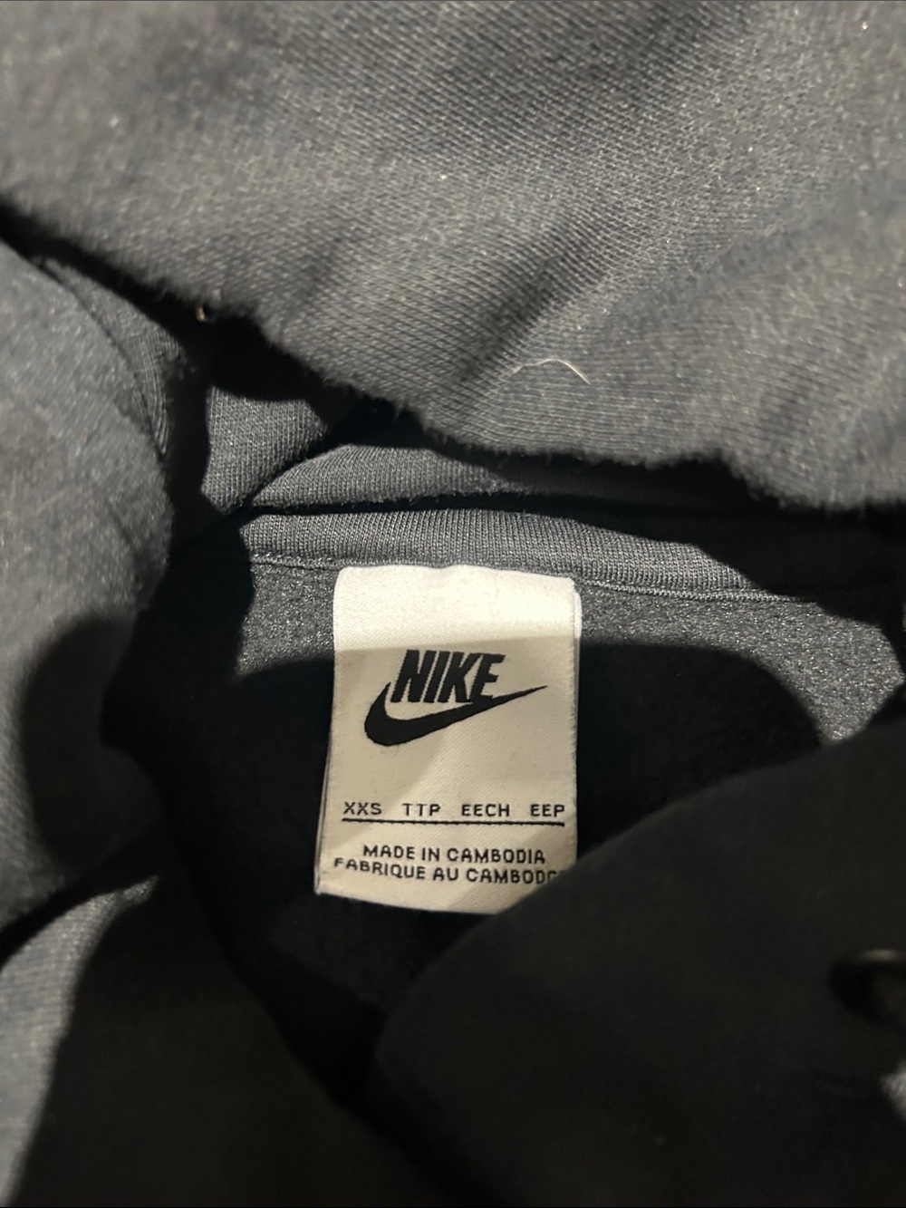 Oversized Nike Black Women's Pullover Hoodie with White Swoosh - Picture 2 of 5